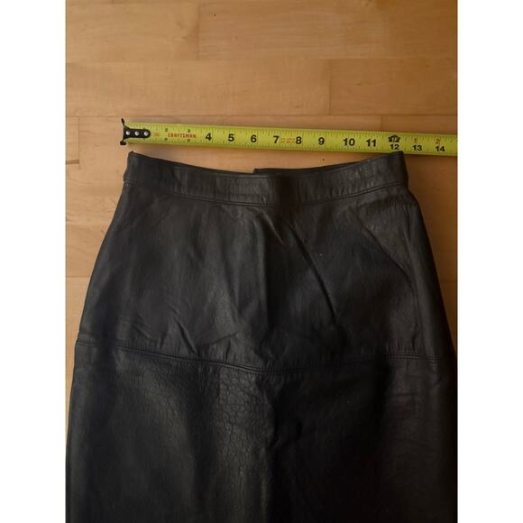 VTG Maglia Black Leather Midi Skirt SOFT 6 *broken Zipper * - Picture 5 of 6